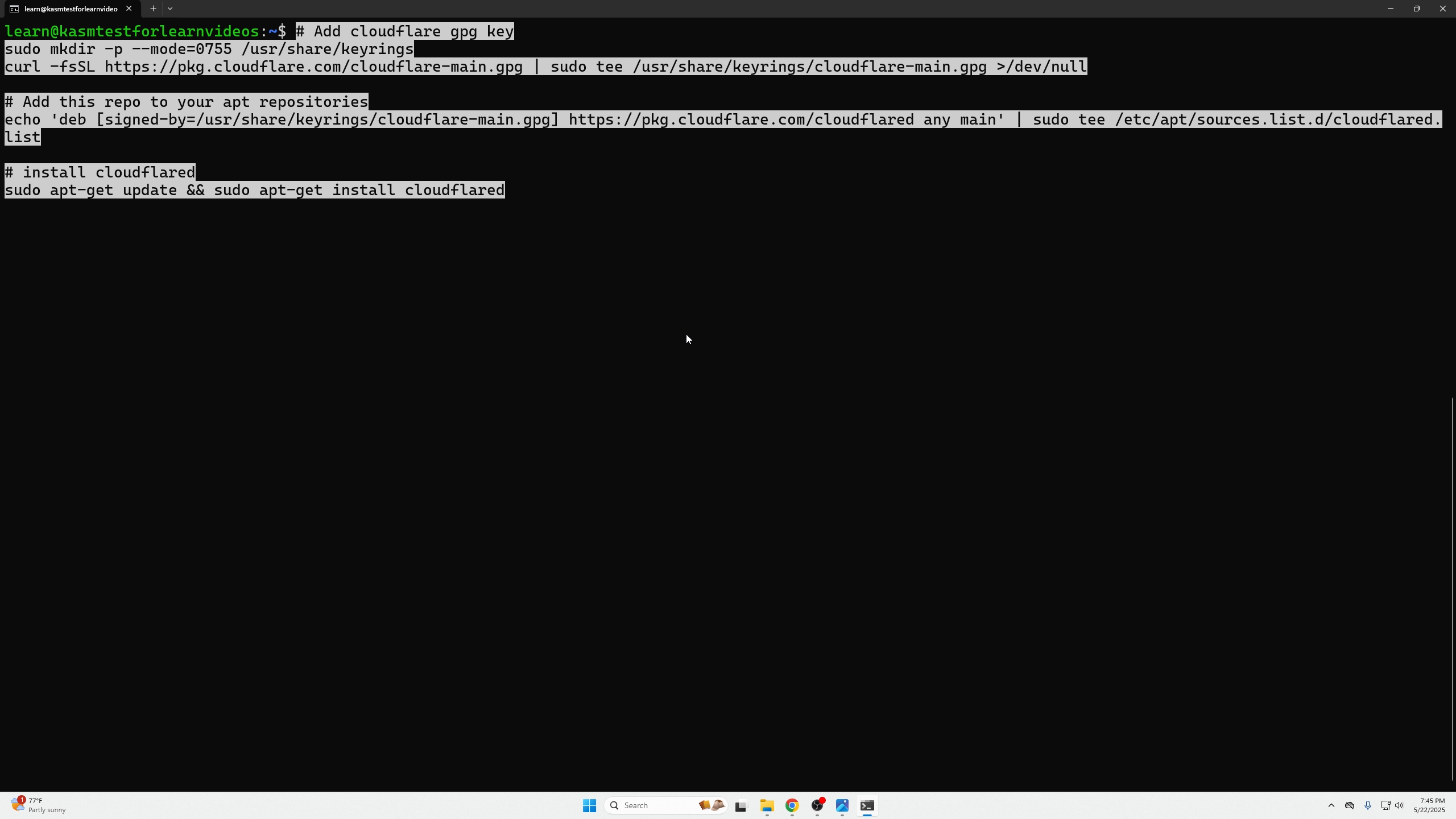 Tunnel install commands